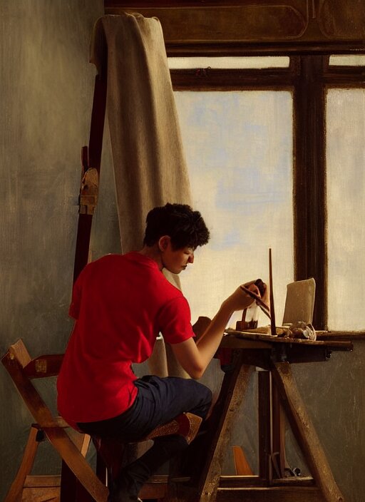 Young boy painting 
