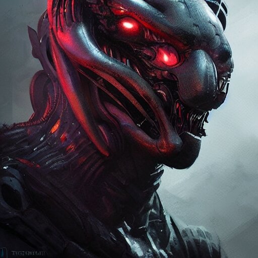 predator, darkwave, darksynth character portrait, sharp, digital matte painting, art by artgerm, greg rutkowski, wlop, dramatic lighting, trending on artstation 