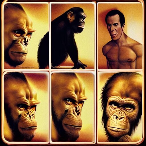 “Gob Bluth changing into a chimpanzee like the cover of an Animorphs book cover (with added Anne Hathaway and Scarlett Johansson)”. Change the font to something creepy or funny