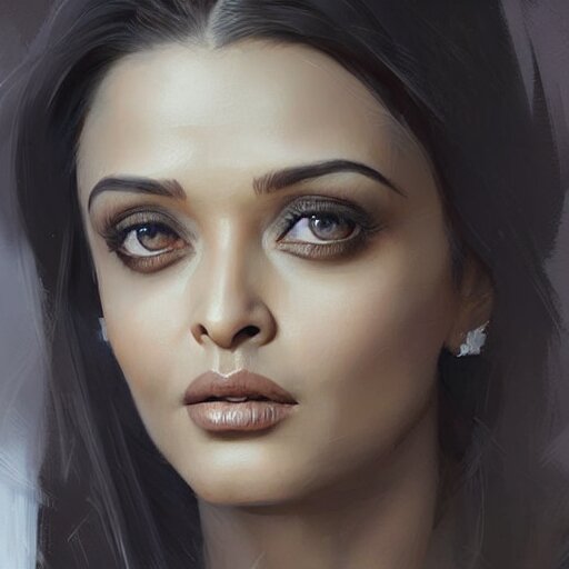 “ portrait of aishwarya rai by greg rutkowski, young, attractive, highly detailed portrait, scifi, digital painting, artstation, concept art, smooth, sharp foccus ilustration, artstation hq ”