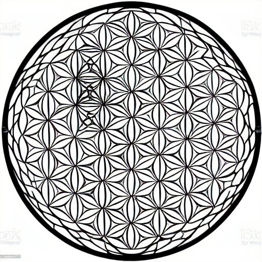 ' flower of life'geometry concept drawing plan in black ink line - art