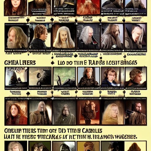 Infographic of the characters of The Lord of The Rings