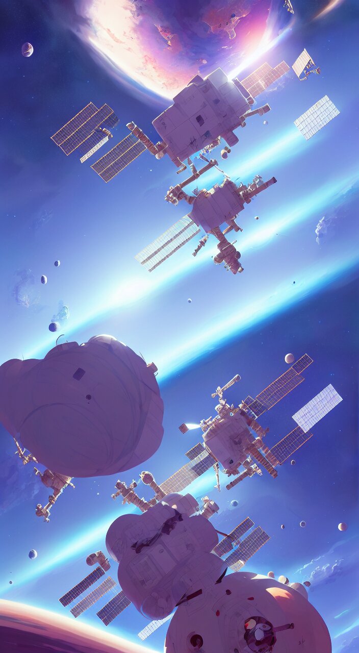 international space station orbiting earth, in marble incrusted of legends official fanart behance hd by jesper ejsing, by rhads, makoto shinkai and lois van baarle, ilya kuvshinov, rossdraws global illumination