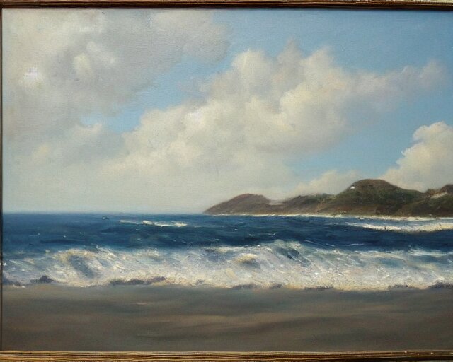 Seascape. Oil on canvas. Leon Spillaert. waves are crushing into shore