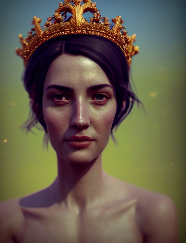 blurred background. close up of a goddess in a crown, by Aykut Aydogdu by Anka Zhuravleva and Alena Aenami, Atey Ghailan, octane render, unreal engine, cinematic counter light, high detail, octane render, 4k. make her more beautiful