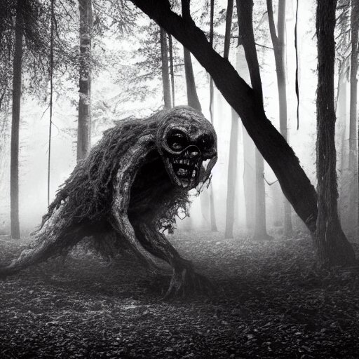 Realistic Scary monster crawling towards the camera