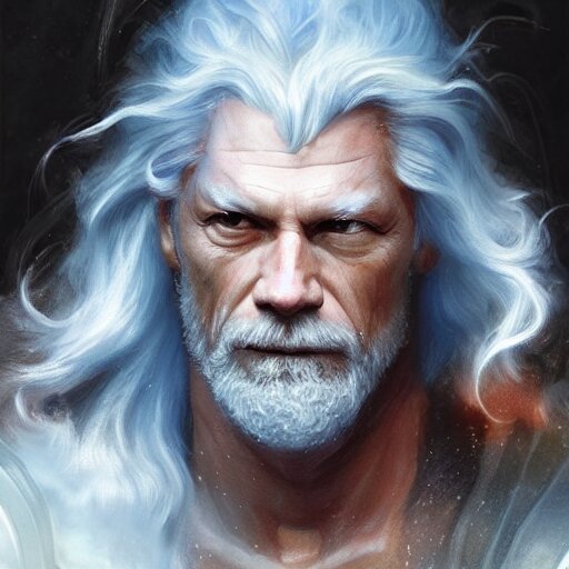 zeus, god of thunder, stephen lang, long white hair turning to lightning, lightning, D&D, fantasy, highly detailed, digital painting, trending on artstation, concept art, sharp focus, illustration, art by artgerm and greg rutkowski and magali villeneuve