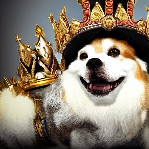 a proud corki reigns as king, hyperrealistic