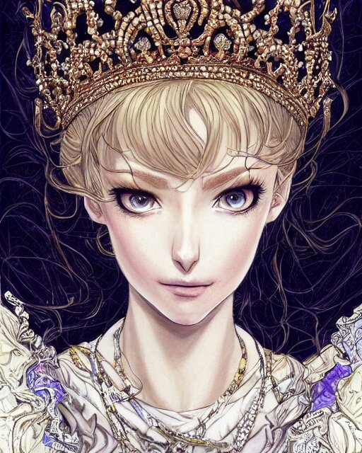 portrait of a queen, without the elegant, beautiful, mesmerizing, concept art, fancy clothing, highly detailed, artstation, behance, deviantart, trending, ayami kojima, shinichi sakamoto, kaoru mori, looking realistic. remove the clothing, make her look realistic