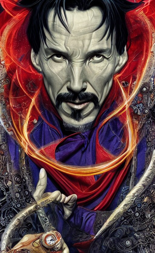 a playful and panacea detailed photorealistic painting of dr strange, by ron walotsky, noriyoshi ohrai, tony cragg and edmund dulac.. Look more here art movement. trending on artstation. hyper detailed, concept art, hyperrealism, 1 6 k resolution, rendered with cinema 4 d, 8 k resolution, hypermax. Make it a flip book.