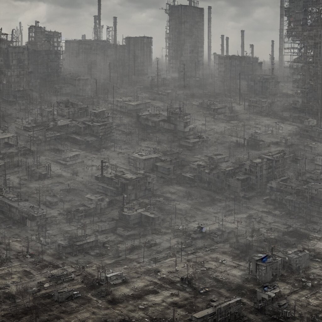 Vista área de la ciudad de chernobil después de la explosion