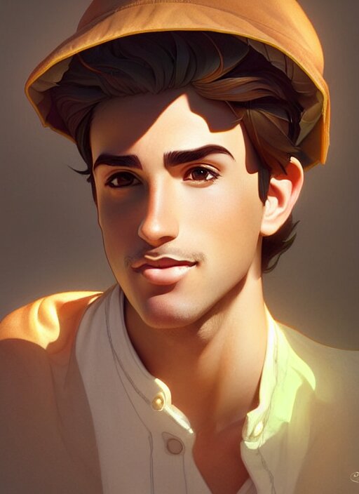 cute fisherman chris mears, natural lighting, path traced, highly detailed, high quality, digital painting, by don bluth and ross tran and studio ghibli and alphonse mucha, artgerm 