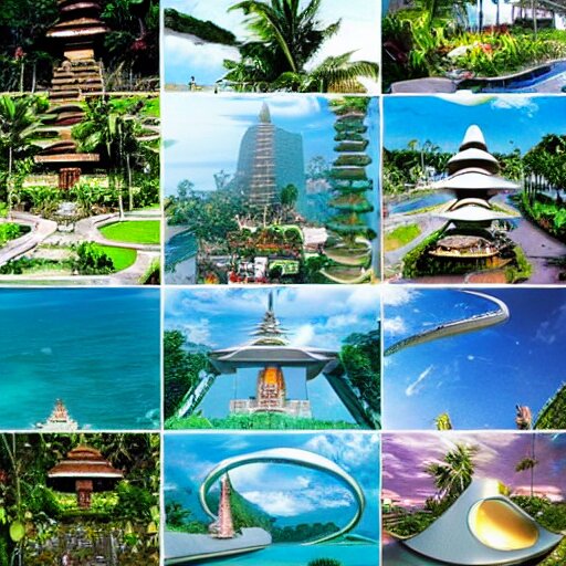 futuristic bali island, perfect faces