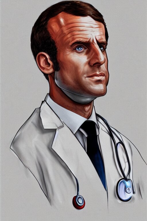 emmanuel macron dressed as a surgeon, highly detailed, digital art, sharp focus, trending on art station