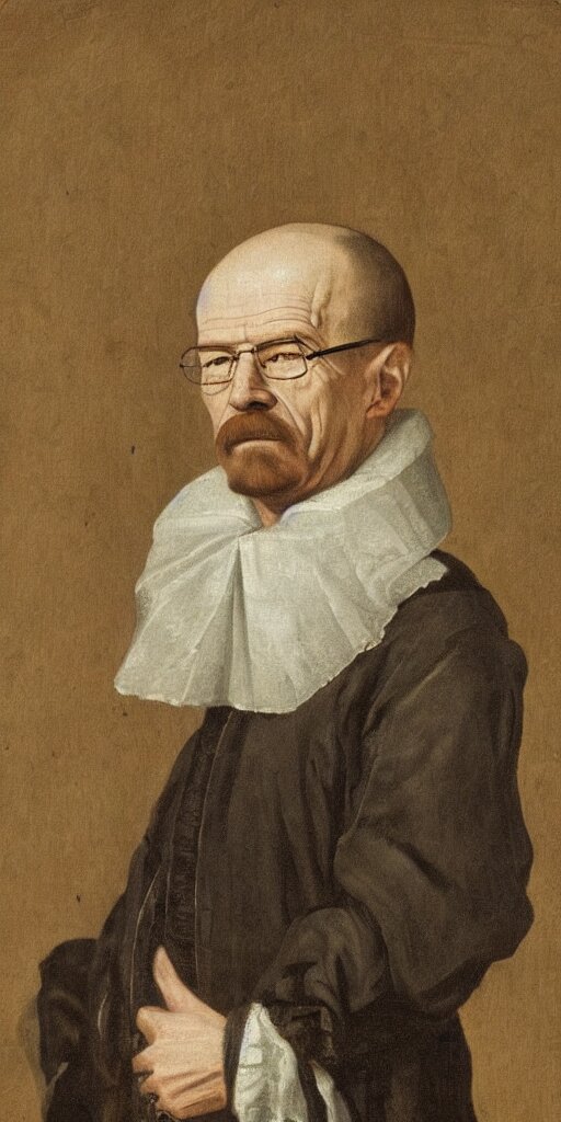 A modern day portrait of Walter White, 1700s, with a white suit and sunglasses on the subject. Remake it in a modern day setting with a white suit and sunglasses on the subject