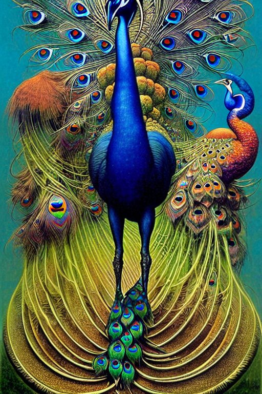 make the peacock's eyes glow psychedelic colors