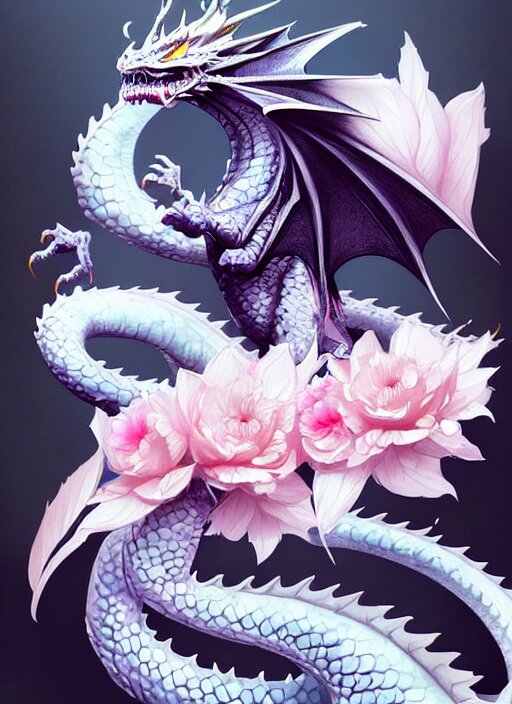Flowers with dragons 