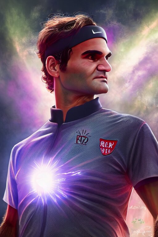 roger federer halo master chief radiating a glowing aura global illumination ray tracing hdr fanart arstation by ian pesty and katarzyna da „ bek - chmiel