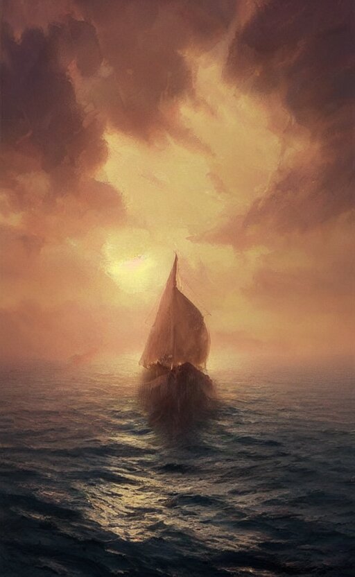 A real photographic landscape painting with incomparable reality,Super wide,Ominous sky,Sailing boat,Wooden boat,Lotus,Huge waves,Starry night,Harry potter,Volumetric lighting,Clearing,Realistic,James gurney,artstation --ar 9:16