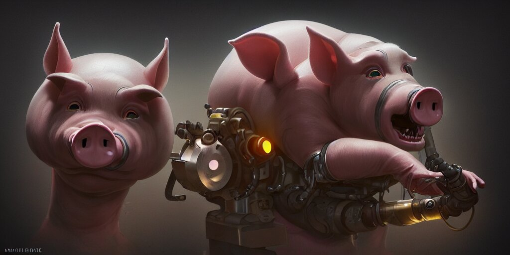 character design, a pig - like alien mechanic in his garage, artstation 8 k octane engine unreal engine professional art