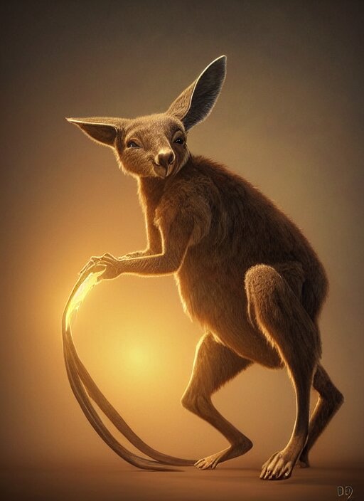 Add a sword to the kangaroo's hand