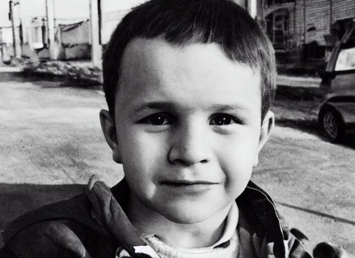 professional fine detailed photo portrait of young yuri gagarin from makhachkala, dagestan. kid yuri gagarin in the postsoviet suburbia, iphone photo, instagram, black and white