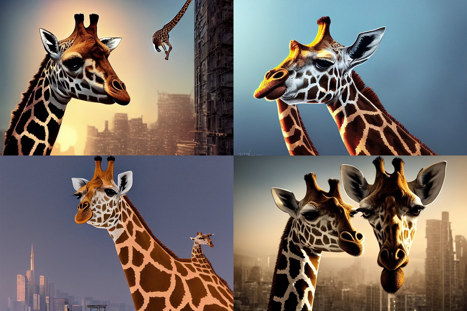 portrait drawing, giraffe on rooftop, intricate, epic lighting, cinematic composition, hyper realistic, 8 k resolution, unreal engine 5, by artgerm, tooth wu, dan mumford, beeple, wlop, rossdraws, james jean, andrei riabovitchev, marc simonetti, yoshitaka amano, artstation 