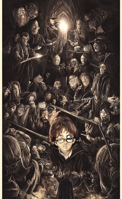 a beautiful shot of the movie harry potter by rembrandt, featured on artstation