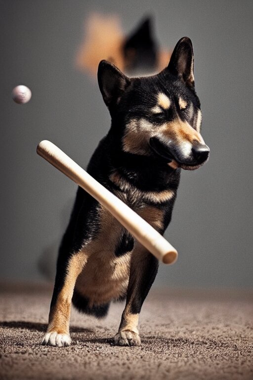 📷 shiba _ inu wielding baseball _ bat, canine photography, dramatic shot, very detailed, 4 k ✨