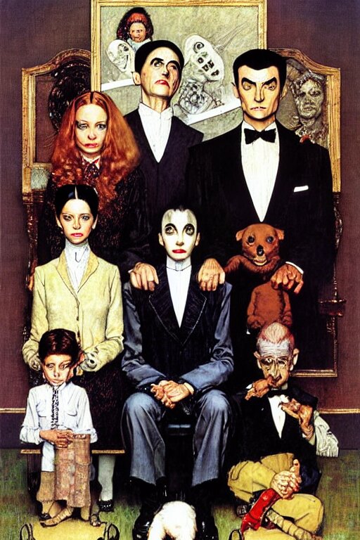 the adams family painted by norman rockwell