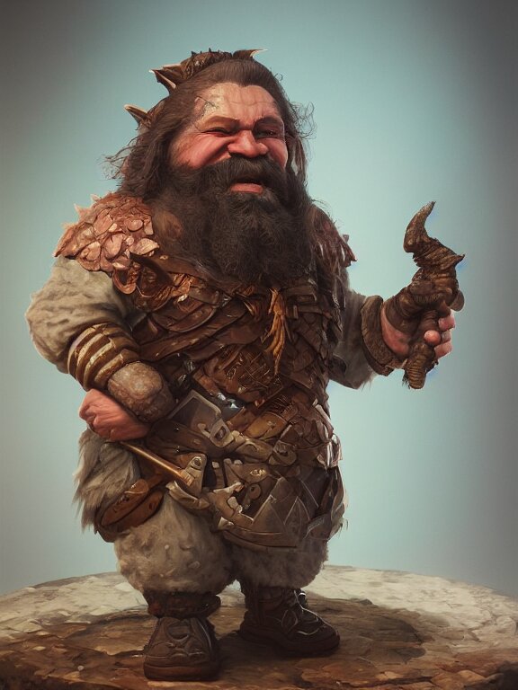 Jovial High Fantasy Dwarf with his Raven, RPG Portrait Reference, Oil Painting, Trending on Artstation, octane render, Insanely Detailed, 8k, HD