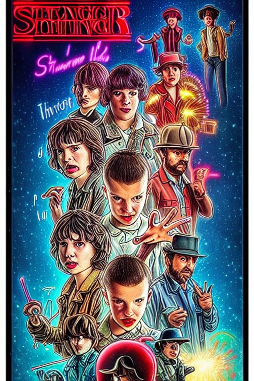 80's cocktail poster in style of Stranger Things