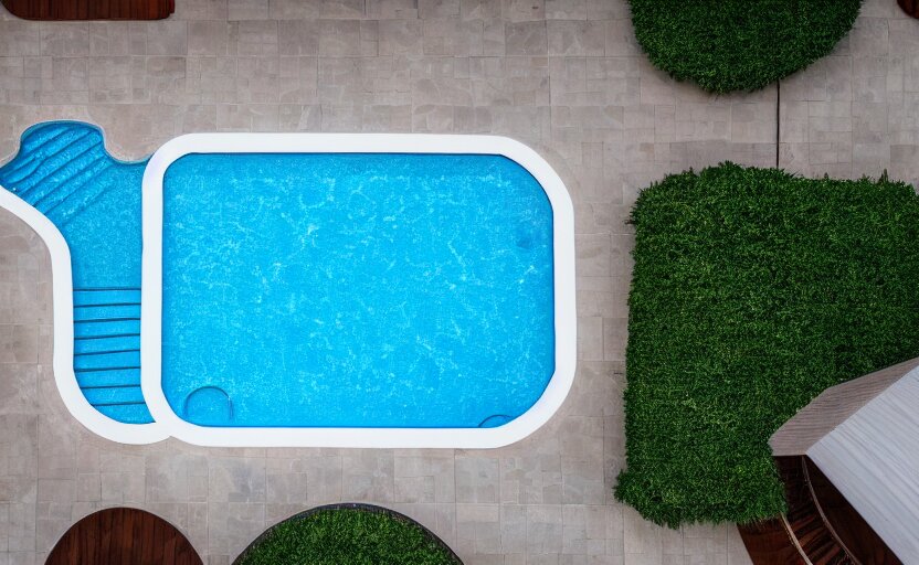 top view of a pool, natural light, cinematic lighting, 8 k