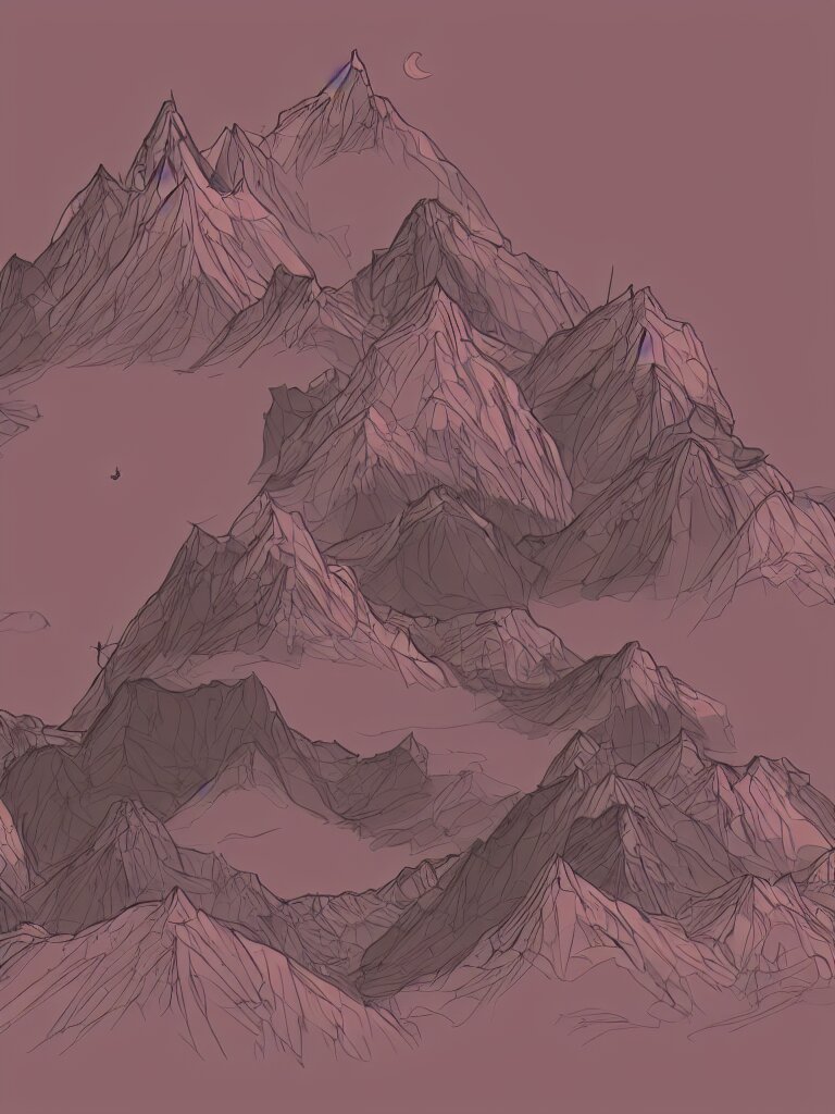 surreal mountains with little house on top. vector by disney concept artists, blunt borders, rule of thirds