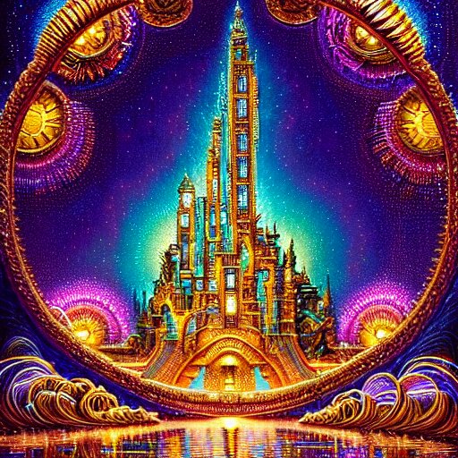 intricate detailed mirror gallery lit by fireworks, reflective shimmering polished mirrors of bismuth. Lisa Frank, james gurney,dan luvisi,Petros Afshar,tim hildebrandt,liam wong,Mark Riddick,thomas kinkade,ernst haeckel,dan mumford,trending on artstation,josephine wall, WLOP ,cgsociety by Gediminas Pranckevicius, trending on cgsociety and DeviantArt