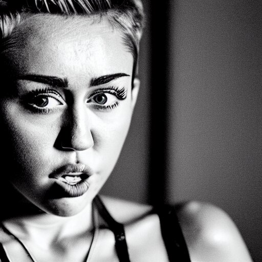 Black and white picture of Miley cyrus