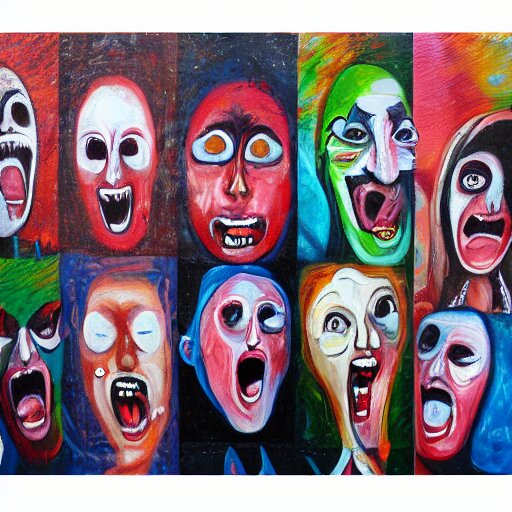 scary oil painting faces