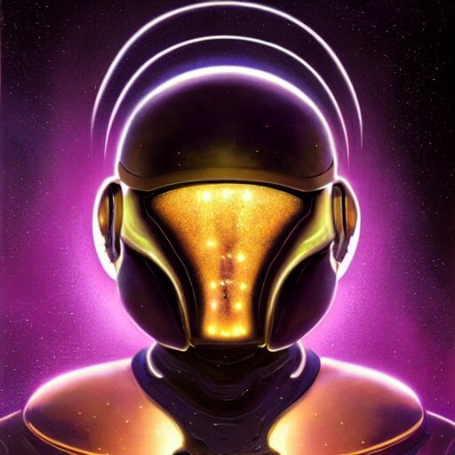 portrait of a cosmic entity, abstract, glowing eyes and helmet, smooth body and sci fi suit made out of stars and galaxy and star dust and nebula, intricate, headshot, highly detailed, digital painting, artstation, concept art, sharp focus, cinematic lighting, illustration, art by artgerm and greg rutkowski, alphonse mucha, cgsociety
