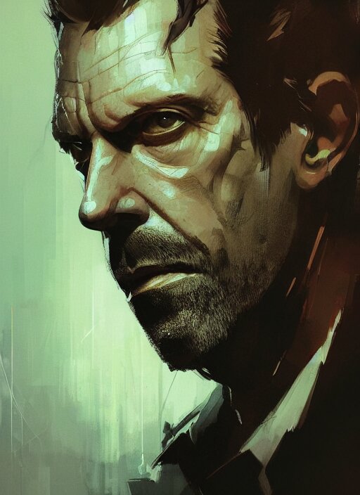 Portrait of gregory house, dramatic lighting, illustration by greg rutkowski, yoji shinkawa, 4k, digital art, concept art, trending on artstation