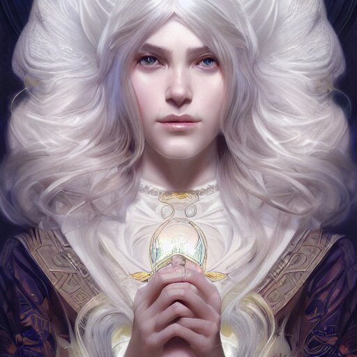 god and goddess, white hair, long hair, gorgeous, amazing, elegant, intricate, highly detailed, digital painting, artstation, concept art, sharp focus, illustration, art by artgerm and greg rutkowski and alphonse mucha