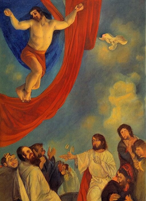 Add Ryan Gosling flying near Judas as he is giving Jesus the pear.