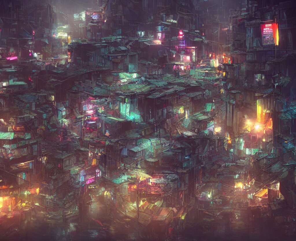 the city of Kathmandu in a Dystopian Future, Rainy Night, Neon Lights, Concept Art, Highly Detailed, Cinematic, From Far Away. turn the city white