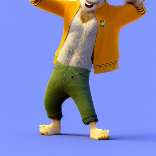 3d render, portrait, upper body shot, mid shot, mouse-like anthropomorphic creature, female, with blond fur, blue eyes, wearing denim shorts and a striped tank top, solo, in the style of zootopia. convert to 2d