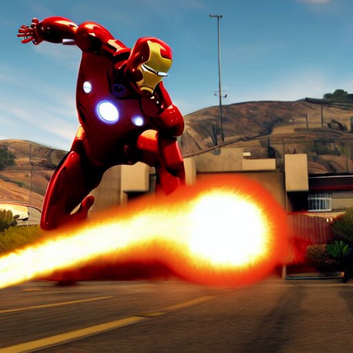 Iron Man in GTA V, Nuclear Explosion, Epic Battle, and Realism in Mushroom Cloud. change background to be a vineyard