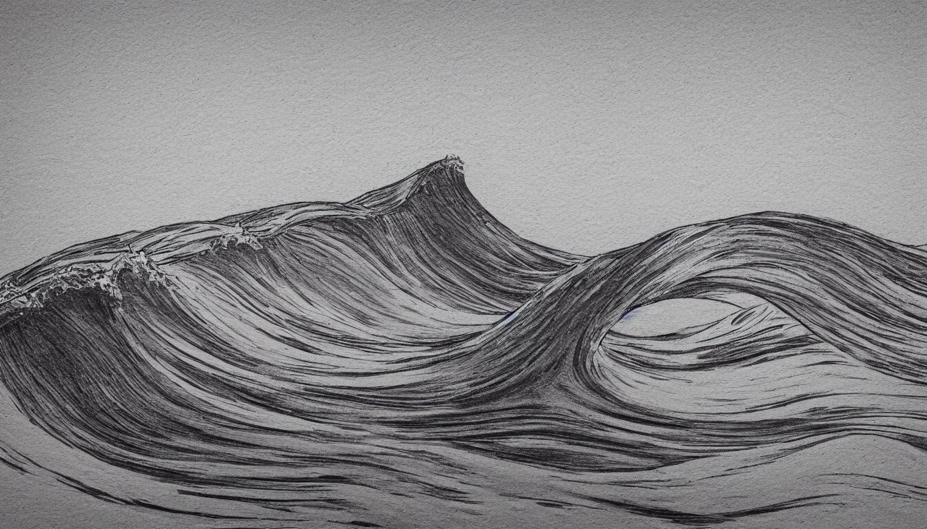 plotter drawing of the sea