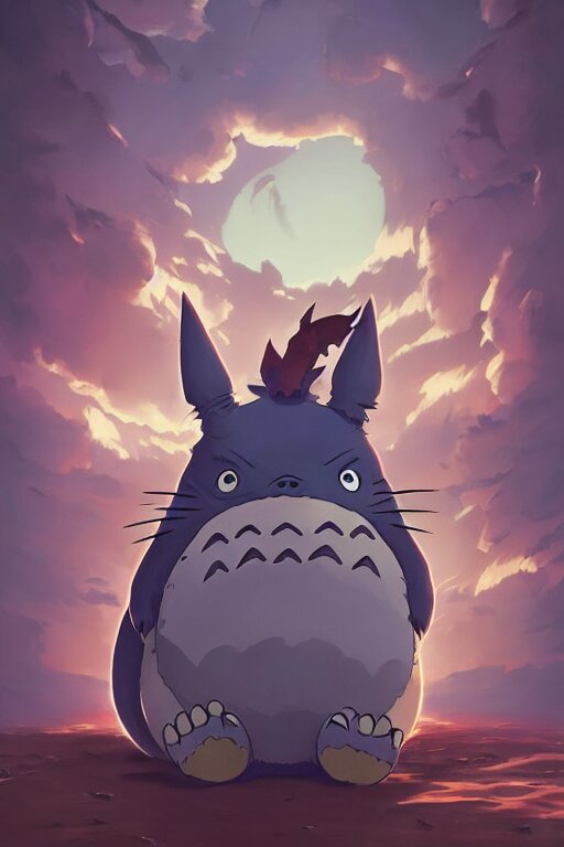 Evil Totoro portrait, by Jesper Ejsing, RHADS, Makoto Shinkai and Lois van baarle, ilya kuvshinov, rossdraws global illumination