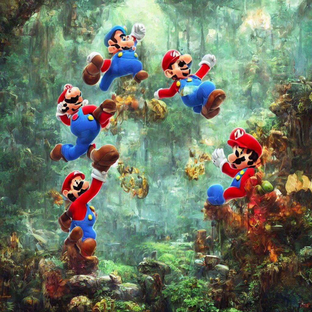 oil painting of super mario as shaman in real life tripping on mushrooms, fine art, psychedlic trip. magic mushrooms, super mario bros, hyper detailed, cinematic lighting,, dark atmoshopere, octane rendered, ultrarealistic, artstation, high definition, 4 k, art by greg rutkowski, art by cd projekt red, classical oil painting