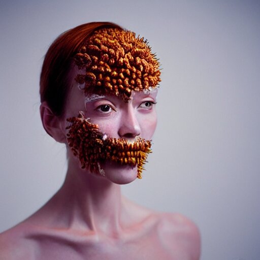 human face made out of mushrooms