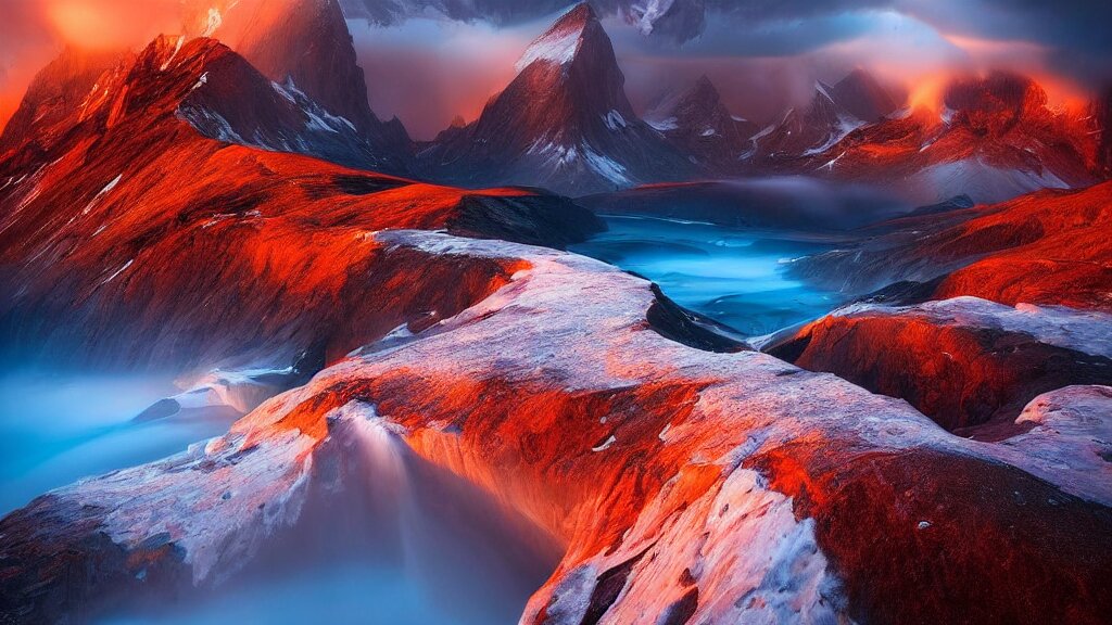 snow field and a big mountain
