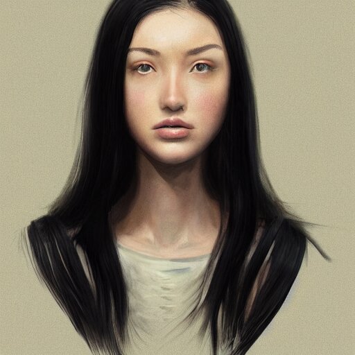 portrait of a young woman by greg rutkowsky, she is about 2 0 years old, mixture between russian and japanese, pretty, black bob hair with two strands around her face, very tall and slim, wearing a oversized jumper jumpsuit, scifi, highly detailed portrait, digital painting, artstation, concept art, smooth, sharp foccus ilustration, artstation hq